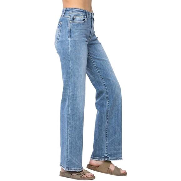 Judy Blue High Waist Wide Leg Jeans Distressed Vintage Wash size 18W - Picture 3 of 16